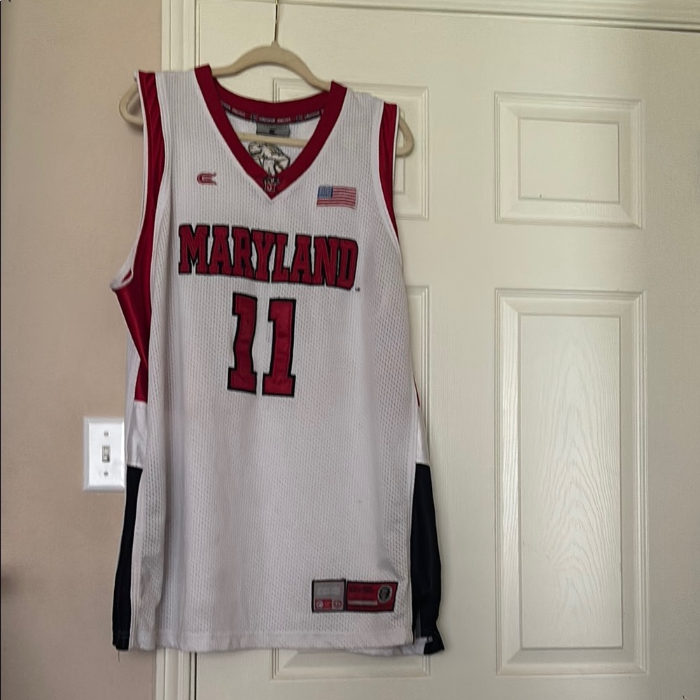 Red and White Maryland University Basketball Jersey